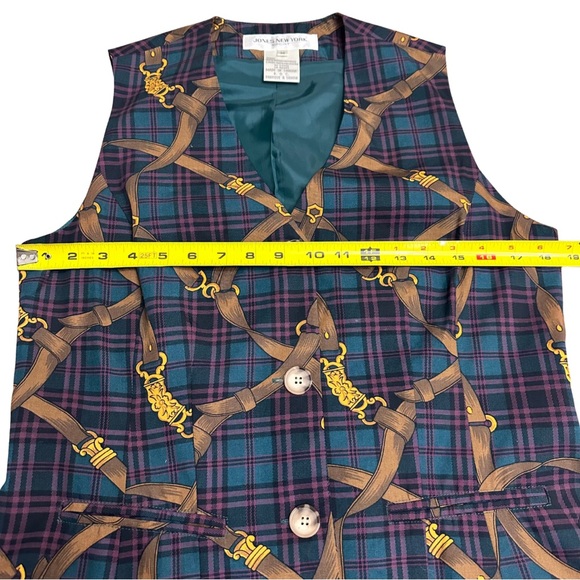 Vintage Jones New York Sport Plaid Vest Brit Bridle SZ Medium Equestrian EUC - Picture 5 of 7